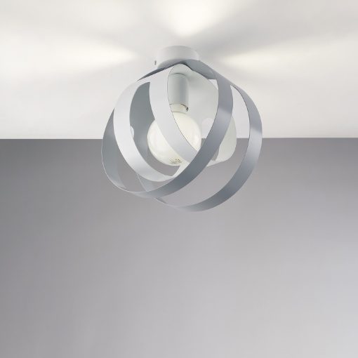 Immagine di Lampada Moderna da Soffitto Diffusore Taglio Laser Bianco e Grigio Tobias Ø26 cm Be Light