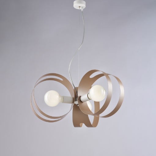 Immagine di Lampadario Camera Da Letto Design Moderno Metallo Tortora 3 Luci Peter Be Light