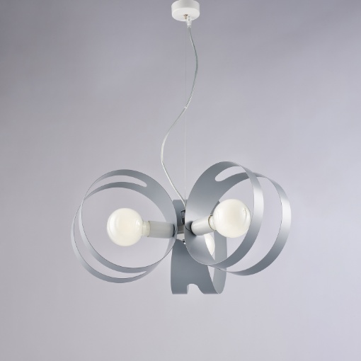 Immagine di Lampadario Grigio Metallo Design Tondeggiante Per Soggiorno 3 Luci Peter Be Light