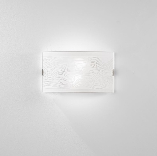 Immagine di Applique Curva Vetro Bianco Decoro Onde 2xE27 Kardio Fan Europe