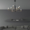 Immagine di Lampadario con Bracci Nero e Ottone Brunito Isak 8 Luci Be Light