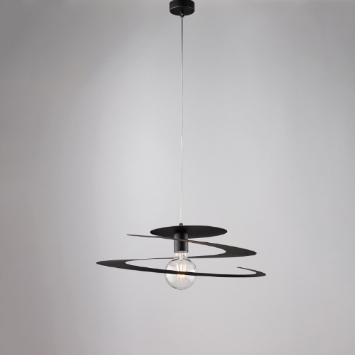 Immagine di Lampadario a Sospensione Nero Moderno Spirale Spring D.50 cm Be Light