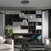 Immagine di Lampadario Multiluce Paralumi Vetri Assortiti Grigio Effetto Plissè Glamour Be Light