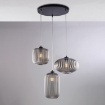 Immagine di Lampadario Multiluce Paralumi Vetri Assortiti Grigio Effetto Plissè Glamour Be Light