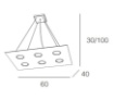 Immagine di Lampadario Per Tavolo Rettangolare Moderno 6 Luci Led Gx53 1127 S6R Area Top Light