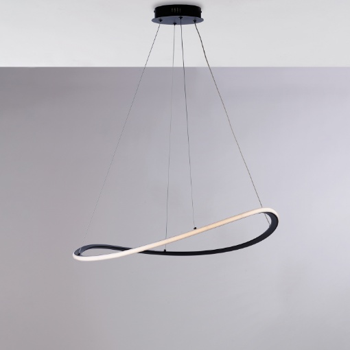 Immagine di Sospensione Design Anello Nero Led CCT Raky D.70 cm Be Light