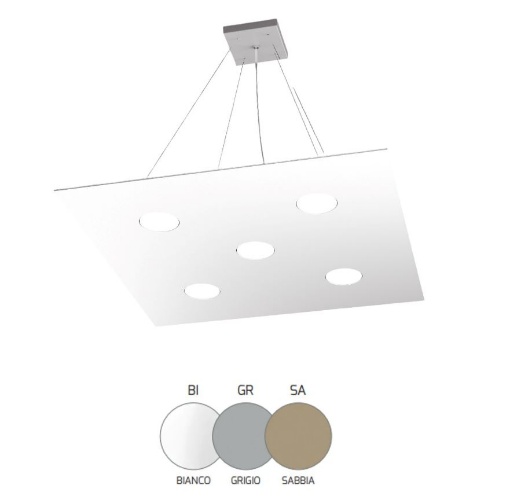 Immagine di Lampadario Squadrato Design Moderno 5 Luci Led Gx53 1127 S5 Area Top Light