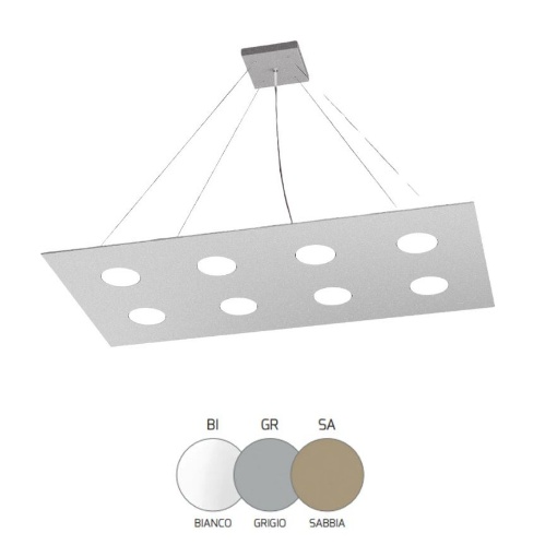 Immagine di Lampadario Led Squadrato Per Soggiorno 8 Lampadine Gx53 1127 S8R Area Top Light