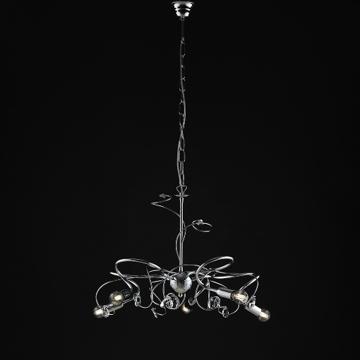 Immagine di Lampadario Contemporaneo Riccioli Ferro Cromo Con Strass Twister Be Light