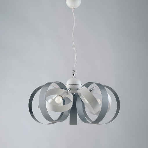 Immagine di Lampadario Design Cerchi Ferro Laccato Bicolore 5 Luci Bolla Be Light