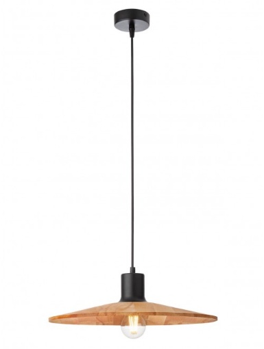 Immagine di Lampadario Cucina Industrial Metallo Nero e Legno Naturale 40cm Fresno Smarter