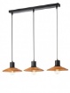 Immagine di Lampadario A Binario Per Tavolo Industrial Metallo Nero e Legno 3 Luci E27 Fresno Smarter