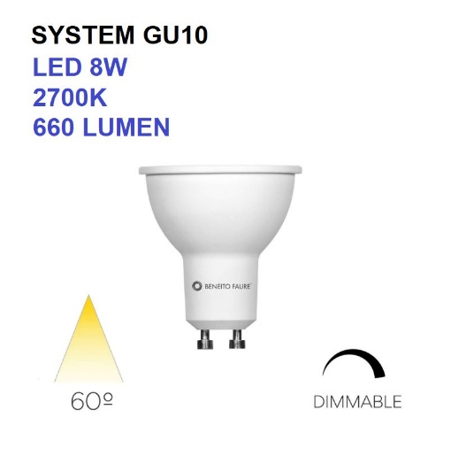 Immagine di Lampadina System GU10 Led 8W 2700K 60° Dimmerabile Beneito Faure