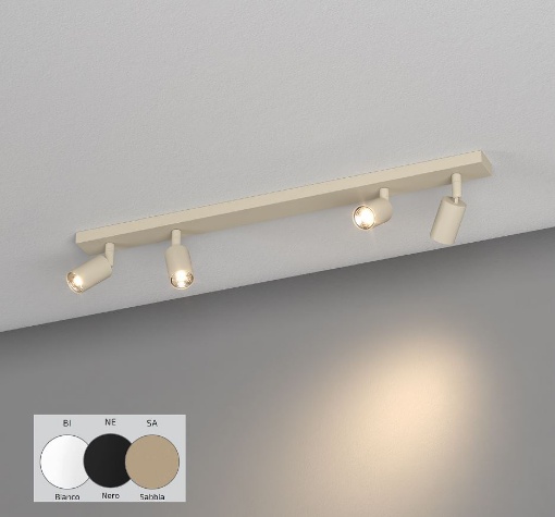 Immagine di Plafoniera Binario 70 cm Con 4 Faretti Orientabili Led Mini GU10 Isla Micro Top Light