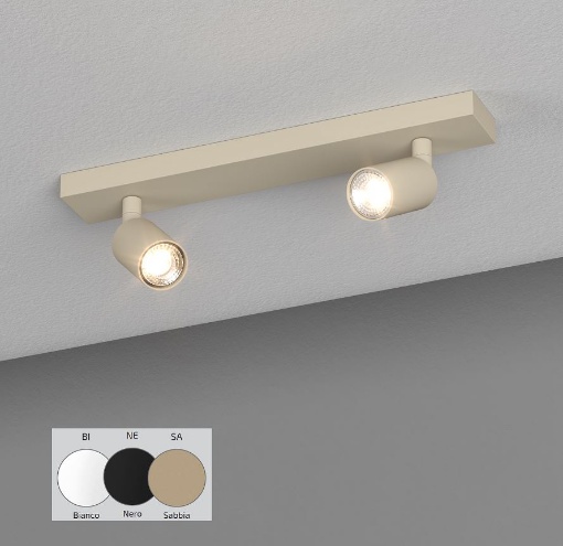 Immagine di Lampada Da Parete Soffitto Due Faretti Led GU10 Mini Cilindri Orientabili Isla Micro Top Light