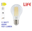 Immagine di Lampadina LED E27 Goccia Vetro 11W 4000K Luce Naturale 320° Life Electronics