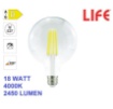 Immagine di Lampadina LED Globo Vetro Trasparente E27 18W 4000K Luce Naturale Life Electronics