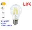 Immagine di Lampadina E27 Filamento Led Goccia Vetro 8.5W 4000K 1055Lm Luce Naturale Life