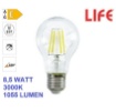 Immagine di Lampadina LED E27 Goccia Trasparente 8.5W 3000K Luce Calda 320° Life Electronics