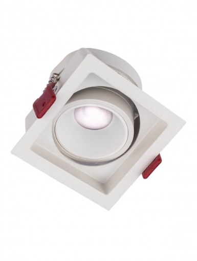 Immagine di Incasso Quadrato Faretto Orientabile Per Controsoffitto Bianco 87mm Led 12w Ottica 38° Smarter