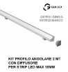 Immagine di Profilo Angolare Alluminio Grigio 2 Metri Per Strisce Led max 10mm GSTP21 GSTP22 Gea