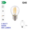 Immagine di Lampadina E27 G45 Mini Sfera Vetro Filamento Led 3W 4000k Luce Naturale 485 Lumen 300°