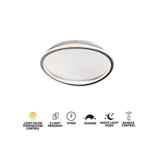 Immagine di Plafoniera Multifunzione Led 51w CCT Dimmerabile Con Telecomando Bianco Nero Jolie Smarter