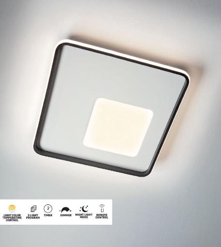 Immagine di Plafoniera Quadrata Led CCT 75w Luminosità Regolabile Con Telecomando Sintesi Smarter