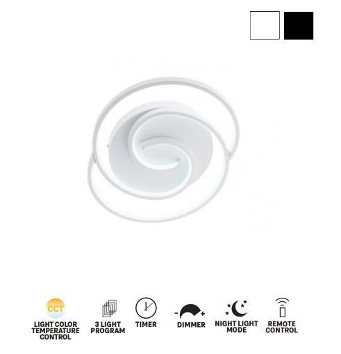 Immagine di Plafoniera Design Spirale Led CCT Luminosità Regolabile Da Telecomando Intersia Smarter