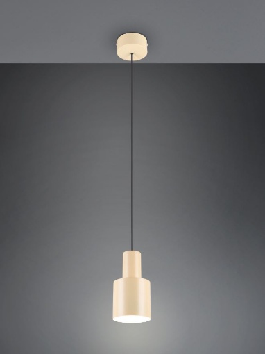 Immagine di Lampada A Sospensione Beige Bicchiere Cilindro Per Isola Cucina Agudo Trio Lighting