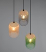 Immagine di Lampadario Tre Luci Vetro Riciclato Sughero Multicolor Per Salotto Cork Trio