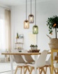 Immagine di Lampadario Tre Luci Vetro Riciclato Sughero Multicolor Per Salotto Cork Trio