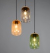 Immagine di Lampadario Tre Luci Vetro Riciclato Sughero Multicolor Per Salotto Cork Trio