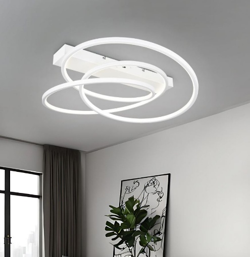 Immagine di Plafoniera Led Bianca Design Curvo 34W CCT Con Funzione Switch Dimmer Darvin Trio