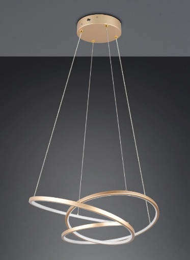 Immagine di Sospensione Moderna Curva Oro Led 34W CCT Luminosità Regolabile Darvin Trio