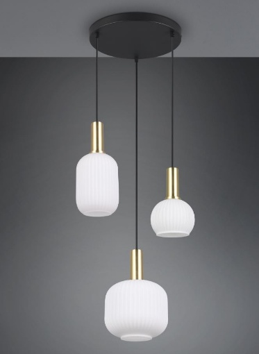 Immagine di Lampadario Da Salotto Rotondo Con Pendenti Bocce Vetro Tre Luci Diva Trio Lighting