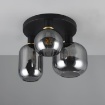 Immagine di Plafoniera Nero Ottone Con Bocce Vetro Tre Luci Per Salotto Moderno Diva Trio Lighting