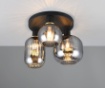 Immagine di Plafoniera Nero Ottone Con Bocce Vetro Tre Luci Per Salotto Moderno Diva Trio Lighting