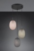 Immagine di Lampadario Tondo Nero Con Vetri Opachi Multicolor Luce Soffusa Per Salotto Facette Trio