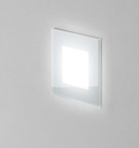 Immagine di Segnapasso In Vetro Quadrato Led 3w Da Esterno Incasso Parete IP65 Vetronotte Isyluce 555