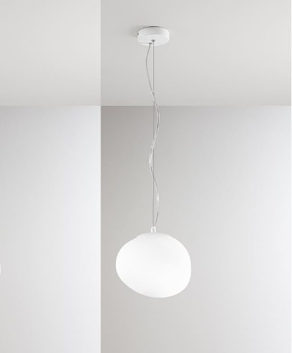 Immagine di Lampada A Sospensione Uovo Vetro Satinato Bianco 25cm Potiri Affralux