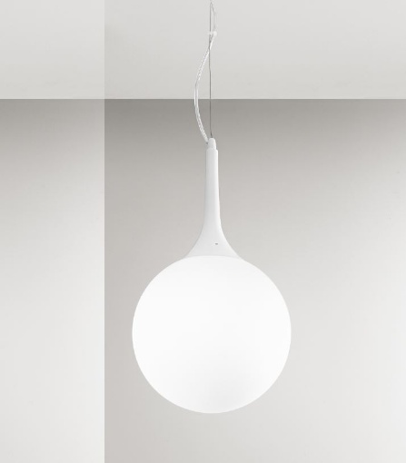 Immagine di Lampadario Goccia Vetro Sfera Bianca 25cm Potiri Affralux