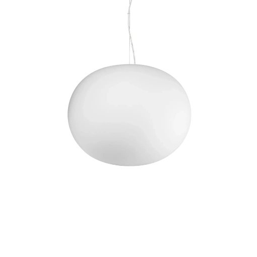 Immagine di Lampadario Sfera Ovale Vetro Bianco 40 cm Per Soggiorno Moderno Cotton Ideal Lux