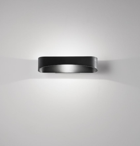 Immagine di Applique Moderna Design Nero Led 36w 3000k Luce Calda Sopra Sotto Drappo Isyluce