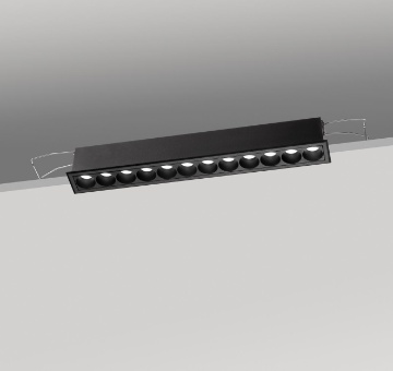 Immagine di Modulo 12 Faretti Lineari Da Incasso Nero Led 15w 3000k 4000k Exacta Isyluce