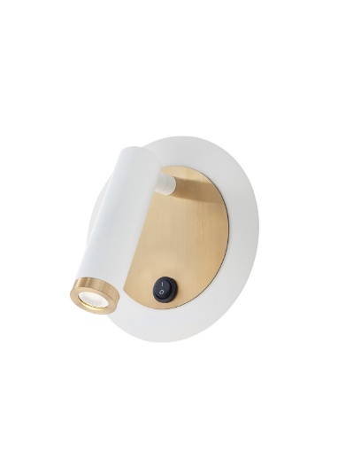 Immagine di Applique Rotonda Per Camera Da Letto Faretto Led Orientabile Bianco Ottone Closer Smarter