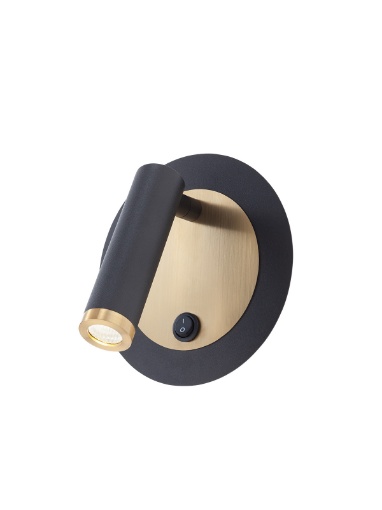 Immagine di Faretto Da Parete Led Orientabile Nero Ottone Per Camere Da Letto Closer Smarter