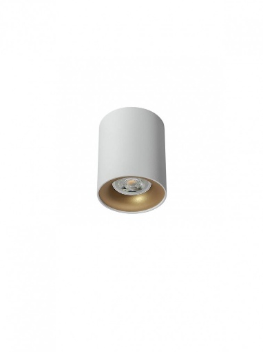 Immagine di Faretto Da Soffitto Senza Incasso Cilindro Bianco Oro 80mm GU10 Led Koa Smarter